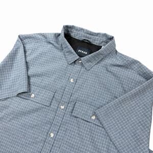 prAna Button Up Shirt Mens Large Blue Plaid Short Sleeve Outdoor Stretch